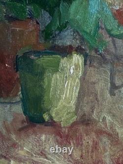 Tableau ancien nature morte intérieur 1900 impressionniste Jeanne DURANTON hsc