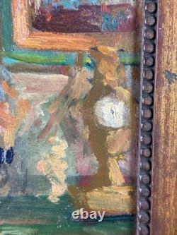 Tableau ancien nature morte intérieur 1900 impressionniste Jeanne DURANTON hsc