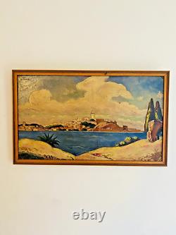 Tableau ancien orientaliste La médina de Larache au Maroc signé François CARBU