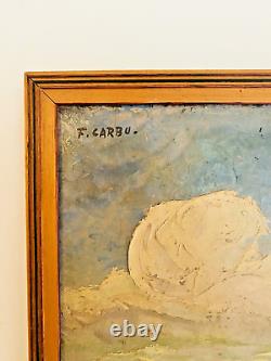 Tableau ancien orientaliste La médina de Larache au Maroc signé François CARBU