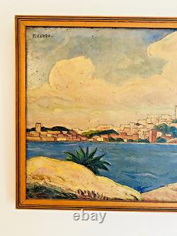 Tableau ancien orientaliste La médina de Larache au Maroc signé François CARBU