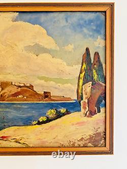 Tableau ancien orientaliste La médina de Larache au Maroc signé François CARBU