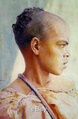 Tableau ancien orientaliste portrait de jeune homme de L. A Girardot 1856-1933