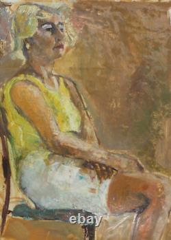 Tableau ancien original huile portrait de femme