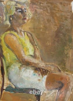 Tableau ancien original huile portrait de femme