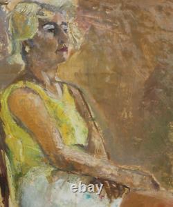 Tableau ancien original huile portrait de femme