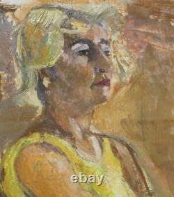 Tableau ancien original huile portrait de femme