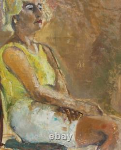 Tableau ancien original huile portrait de femme