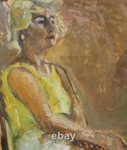 Tableau ancien original huile portrait de femme