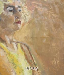 Tableau ancien original huile portrait de femme