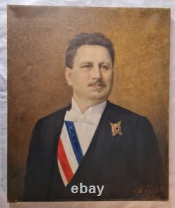 Tableau ancien par TIRODE huile 65cm x 54cm. Portrait d'Alexandre Grosjean