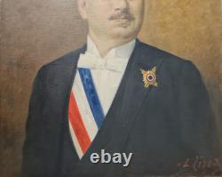 Tableau ancien par TIRODE huile 65cm x 54cm. Portrait d'Alexandre Grosjean