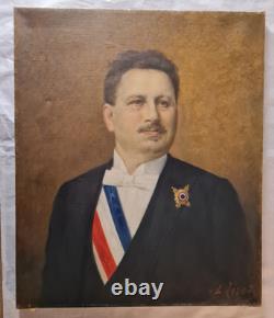 Tableau ancien par TIRODE huile 65cm x 54cm. Portrait d'Alexandre Grosjean