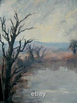 Tableau ancien paysage Etang en Dombes Ecole lyonnaise début 20° H Bodin-Avon