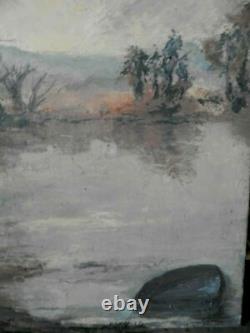 Tableau ancien paysage Etang en Dombes Ecole lyonnaise début 20° H Bodin-Avon