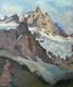 Tableau ancien paysage de Montagne Les Alpes La Meije Neige sommet sign&eacute; Crozier