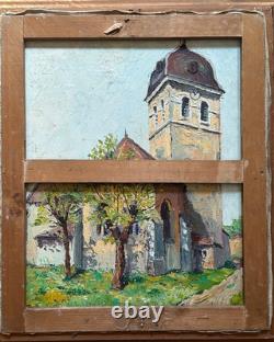 Tableau ancien paysage de Montagne Les Alpes La Meije Neige sommet signé Crozier