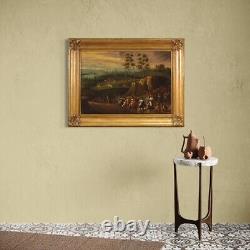Tableau ancien paysage huile sur toile avec voyageurs peinture 18ème siècle 700