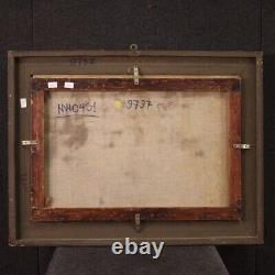 Tableau ancien paysage huile sur toile avec voyageurs peinture 18ème siècle 700