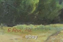 Tableau ancien paysage les Carmets Fresse Georges signé Eugène FRESET 1894-1975