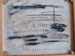 Tableau ancien paysage marine Corse signé S. RIBONI Dlg Nicolas DE STAEL