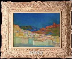 Tableau ancien paysage marine Corse signé S. RIBONI Dlg Nicolas DE STAEL