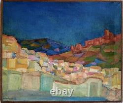 Tableau ancien paysage marine Corse signé S. RIBONI Dlg Nicolas DE STAEL