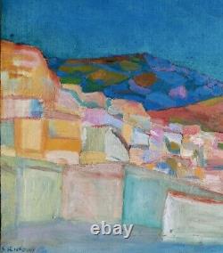 Tableau ancien paysage marine Corse signé S. RIBONI Dlg Nicolas DE STAEL