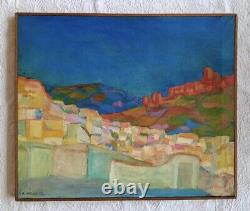 Tableau ancien paysage marine Corse signé S. RIBONI Dlg Nicolas DE STAEL
