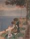 Tableau ancien paysage m&eacute;diterran&eacute;en baigneuses Italie Marius Avy Marseille