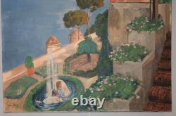 Tableau ancien paysage méditerranéen baigneuses Italie Marius Avy Marseille