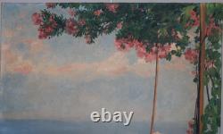 Tableau ancien paysage méditerranéen baigneuses Italie Marius Avy Marseille