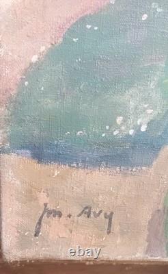 Tableau ancien paysage méditerranéen baigneuses Italie Marius Avy Marseille