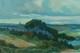 Tableau ancien paysage panoramique Pins Parasol Landes rivière Pïerre Roblin