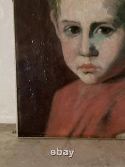 Tableau ancien peinture à l'huile- Epoque 1900 Portrait d'enfant 37 X 45
