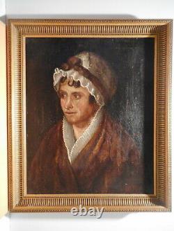 Tableau ancien peinture ancienne XIX 19 siècle portrait buste femme coiffe