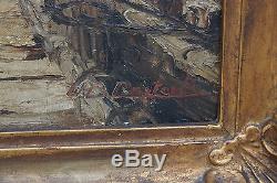 Tableau ancien peinture huile sur panneau marine bateaux signature à déchiffrer