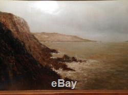 Tableau ancien peinture marine Maurice PROUST pointe du Raz Bretagne mer océan