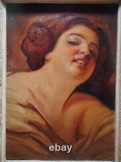 Tableau ancien peinture peintre émigré russe art vieille Russie portrait femme
