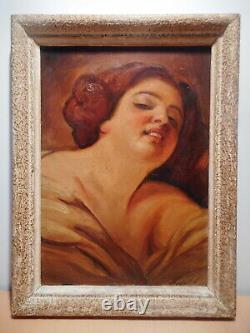 Tableau ancien peinture peintre émigré russe art vieille Russie portrait femme