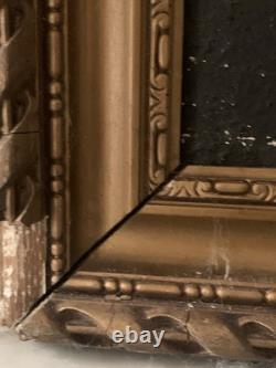 Tableau ancien peinture portrait animalier Ara feuillage houx art deco