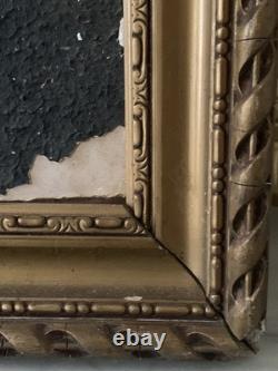 Tableau ancien peinture portrait animalier Ara feuillage houx art deco