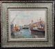 Tableau ancien port marine bateau vapeurs Rouen