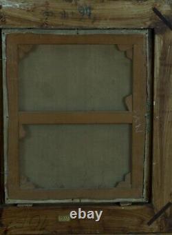 Tableau ancien portrait Art Nouveau Jeune femme Robe J. P Carré Bordeaux hst 1900