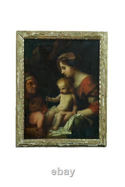 Tableau ancien portrait Madone Vierge à l'enfant 17 ème Michel Corneille hst