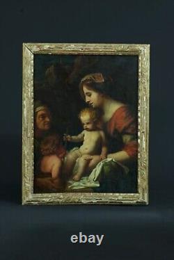 Tableau ancien portrait Madone Vierge à l'enfant 17 ème Michel Corneille hst