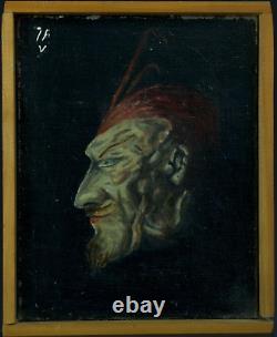 Tableau ancien portrait Méphistophélès Diable Faust jean Baptiste Vigoureux 1930