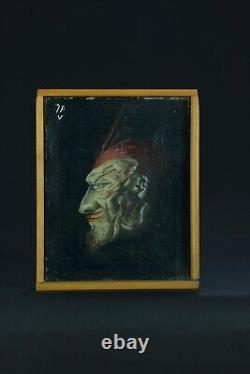 Tableau ancien portrait Méphistophélès Diable Faust jean Baptiste Vigoureux 1930