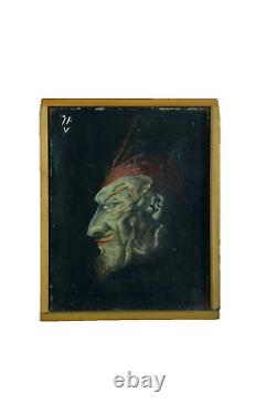 Tableau ancien portrait Méphistophélès Diable Faust jean Baptiste Vigoureux 1930