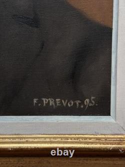 Tableau ancien portrait d'homme Roux moustache costume Art Nouveau 1895 signé